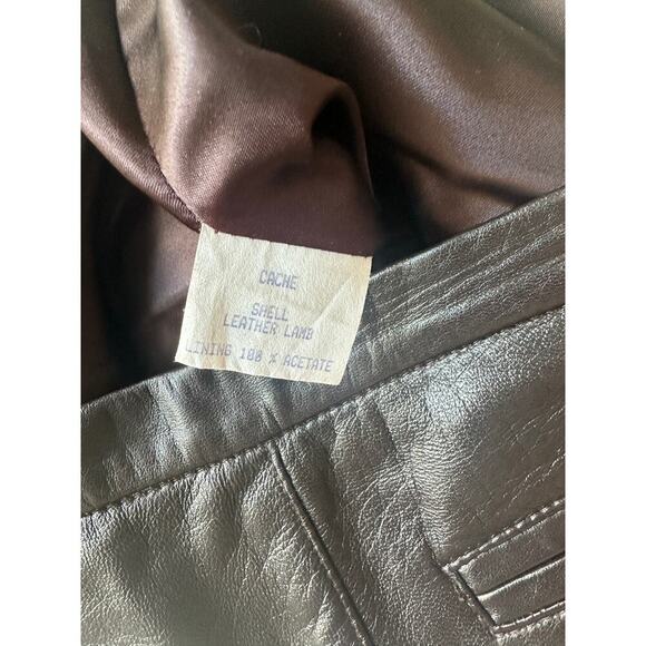 Cache Women’s 100% Lamb Leather Pants Chocolate Brown Straight Leg Size M (6/8) - Picture 4 of 7